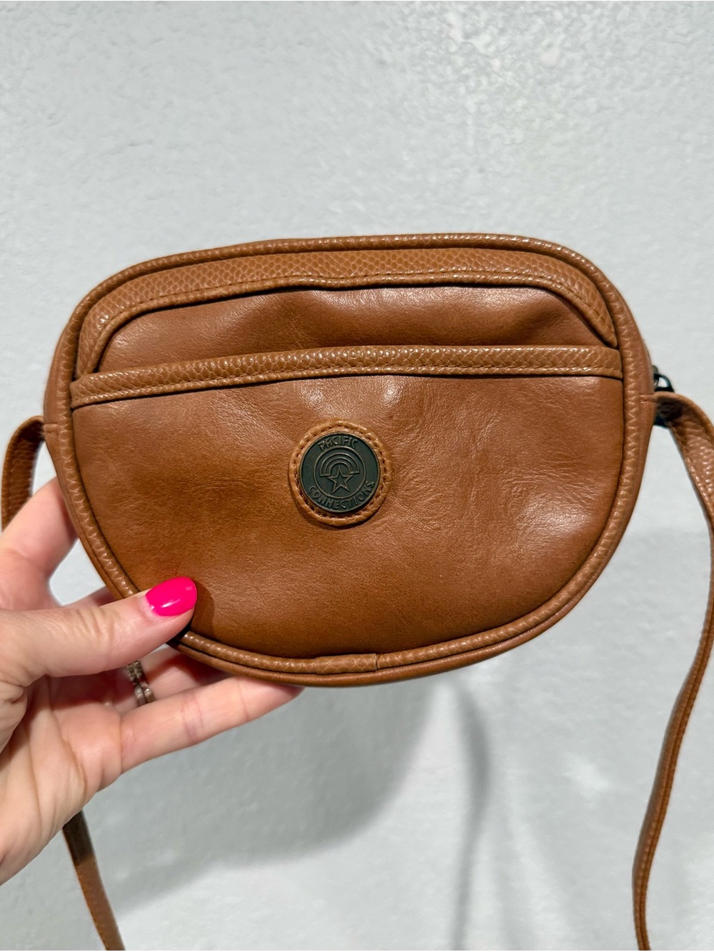 Vintage Pacific Connections Cognac Crossbody Bag with Front Pocket